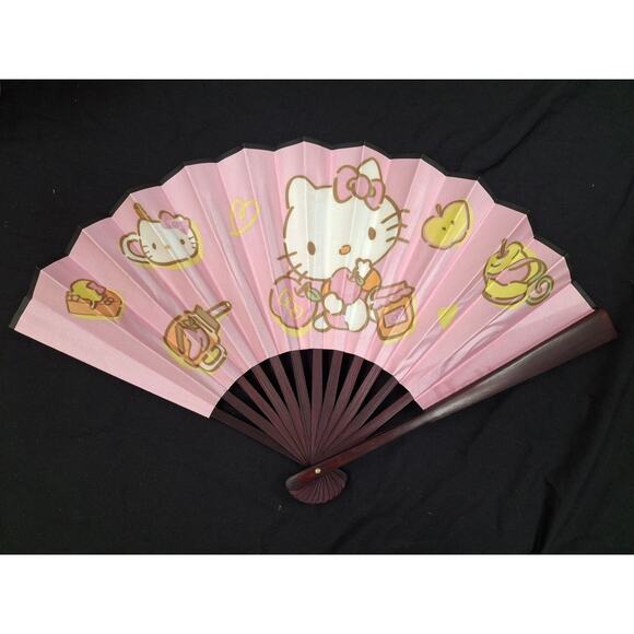 Best Japanese Anime Sanrio Hello Kitty Pink Folding Found Fan - Picture 1 of 2